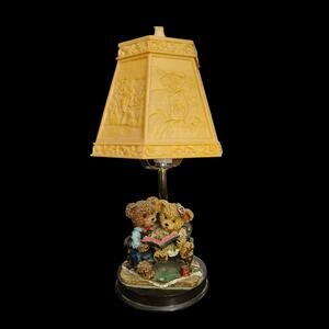 Vintage Teddy Bear Table Lamp Nursery Night Light Molded Storybook Shade